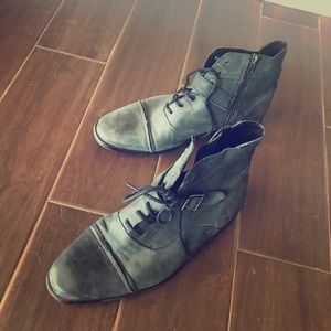 Navy leather boots